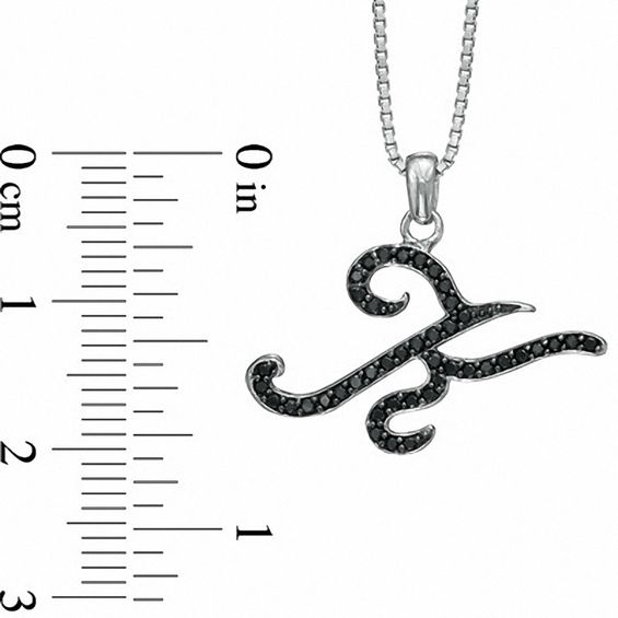 1/4 CT. T.w. Black Diamond "K" Initial Pendant in Sterling Silver