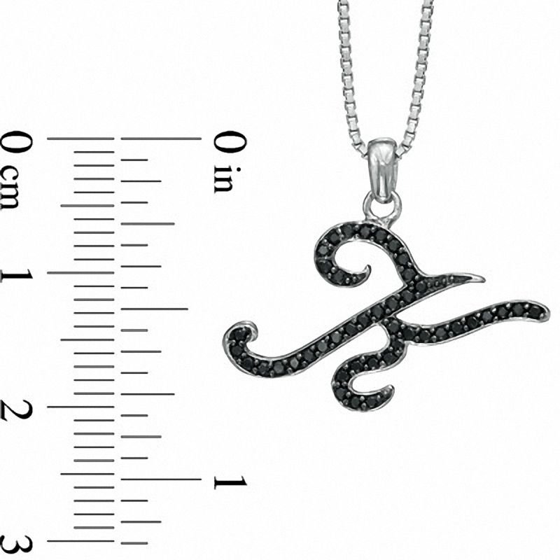 Main Image 2 of 1/4 CT. T.W. Black Diamond "K" Initial Pendant in Sterling Silver