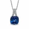 Thumbnail Image 1 of 10.0mm Cushion-Cut Lab-Created Blue and White Sapphire Pendant in Sterling Silver
