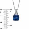 Thumbnail Image 1 of 10.0mm Cushion-Cut Lab-Created Blue and White Sapphire Pendant in Sterling Silver