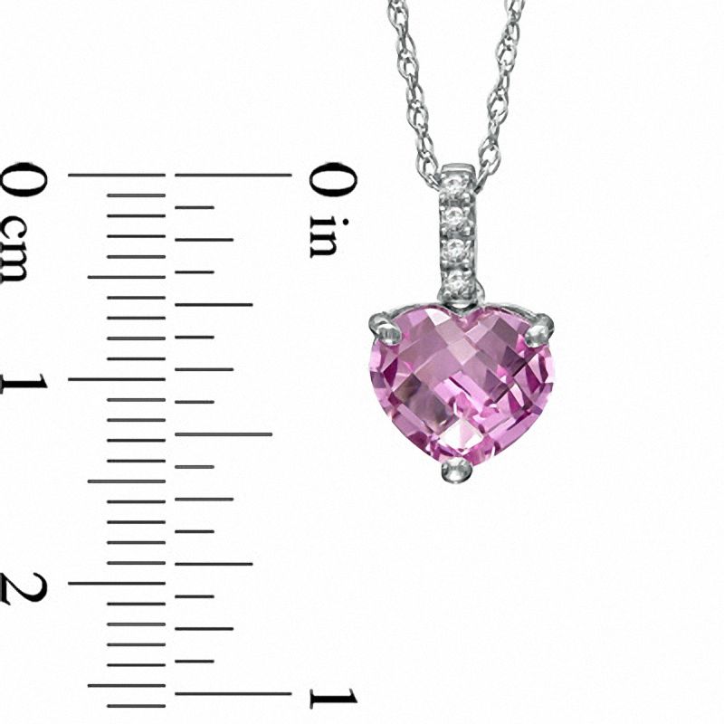 Main Image 2 of Heart-Shaped Lab-Created Pink and White Sapphire Pendant and Earrings Set in Sterling Silver