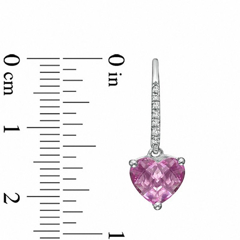 Main Image 3 of Heart-Shaped Lab-Created Pink and White Sapphire Pendant and Earrings Set in Sterling Silver