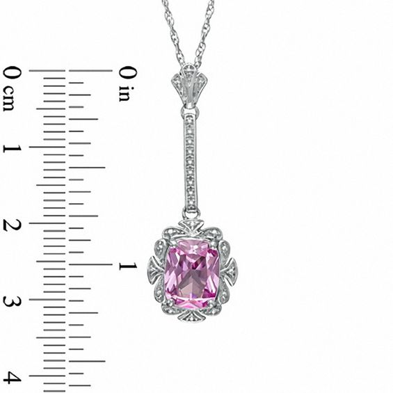 Cushion-Cut Lab-Created Pink Sapphire Pendant and Earrings Set in Sterling Silver
