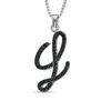 Thumbnail Image 1 of 1/4 CT. T.W. Black Diamond "L" Initial Pendant in Sterling Silver