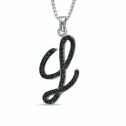 1/4 CT. T.W. Black Diamond "L" Initial Pendant in Sterling Silver