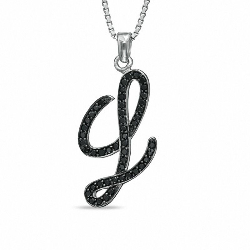 1 4 CT. T.W. Black Diamond L Initial Pendant in Sterling Silver Zales
