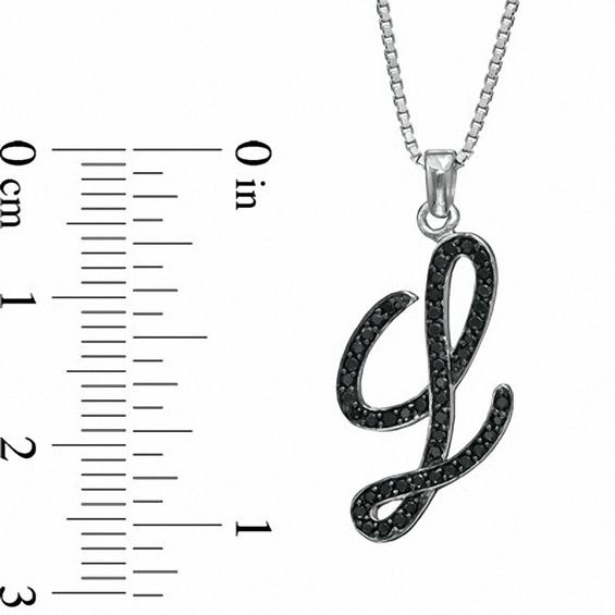 1/4 CT. T.w. Black Diamond "L" Initial Pendant in Sterling Silver