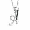 Thumbnail Image 1 of Black Diamond Accent "A" Initial Pendant in Sterling Silver