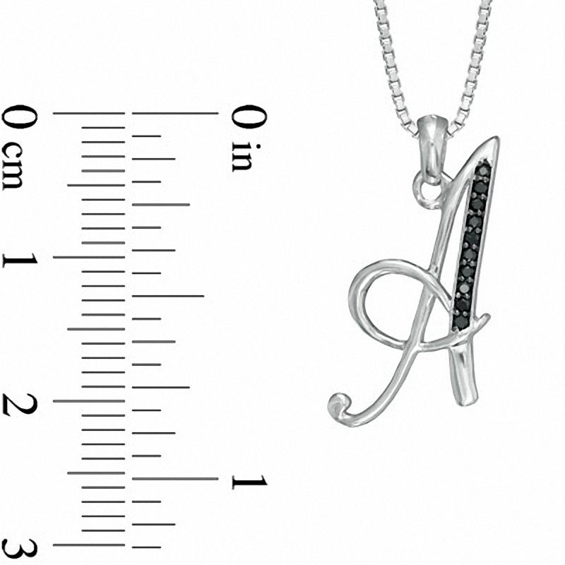 Main Image 2 of Black Diamond Accent "A" Initial Pendant in Sterling Silver