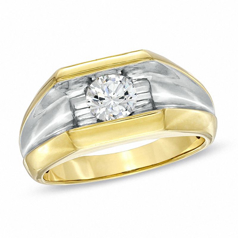Main Image 1 of 6.0mm Lab-Created White Sapphire Comfort Fit Ring in 10K White Gold