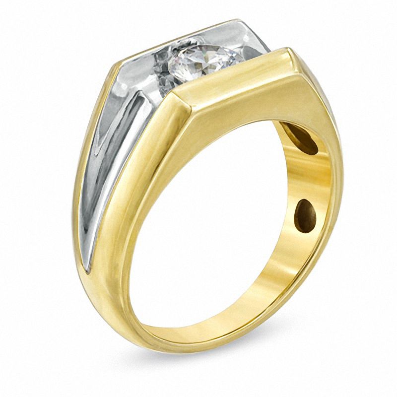 Main Image 2 of 6.0mm Lab-Created White Sapphire Comfort Fit Ring in 10K White Gold
