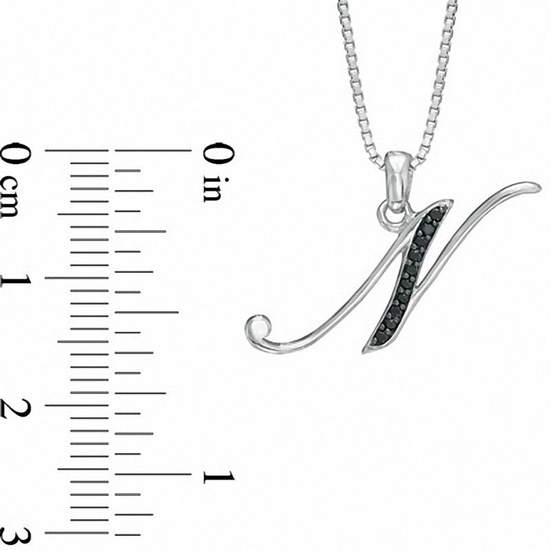 Main Image 2 of Black Diamond Accent "N" Initial Pendant in Sterling Silver