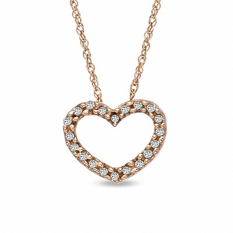 Diamond Accent Heart Pendant in 10K Rose Gold