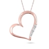 Thumbnail Image 1 of Diamond Accent Three Stone Tilted Heart Pendant in 10K Rose Gold