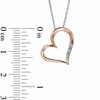 Thumbnail Image 2 of Diamond Accent Three Stone Tilted Heart Pendant in 10K Rose Gold