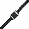 Thumbnail Image 1 of Black Braided Leather and Stainless Steel Bead Bracelet - 8.75"