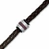 Thumbnail Image 1 of Brown Braided Leather and Stainless Steel Bead Bracelet - 8.75"