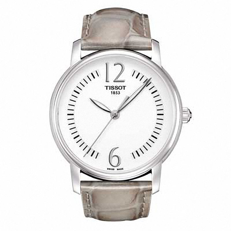 Main Image 1 of Ladies' Tissot Lady Round Strap Watch with Silver-Tone Dial (Model: T052.210.16.037.01)