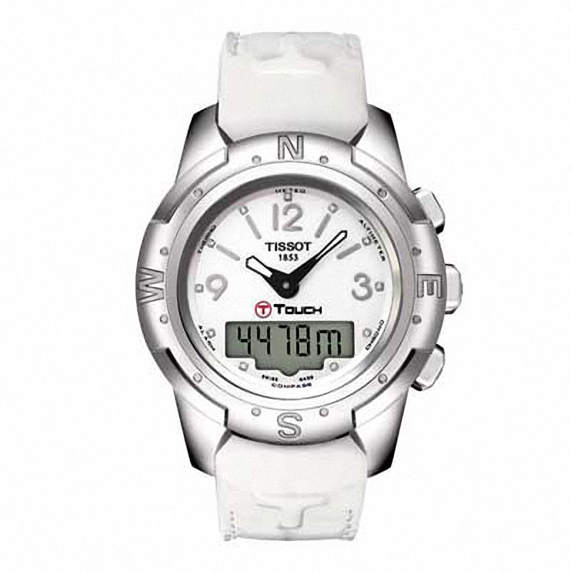 Main Image 1 of Ladies' Tissot T-Touch II Diamond Accent Titanium Strap Watch with White Dial (Model: T047.220.46.016.00)
