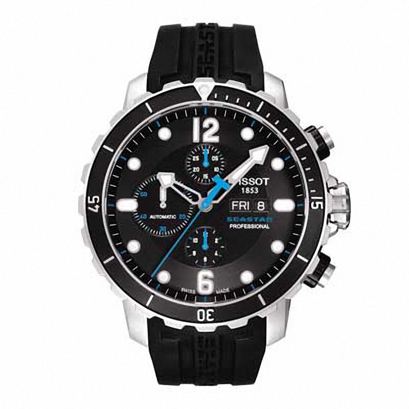 Main Image 1 of Men's Tissot Seastar 1000 Automatic Chronograph Strap Watch with Black Dial (Model: T066.414.17.057.00)