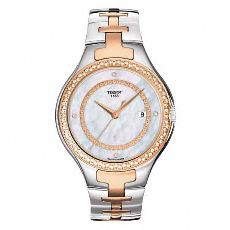 Main Image 1 of Ladies' Tissot T12 Diamond Accent Two-Tone Watch with Mother-of-Pearl Dial (Model: T082.210.62.116.00)
