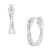 Thumbnail Image 1 of 5/8 CT. T.W. Diamond Criss-Cross Hoop Earrings in 10K White Gold