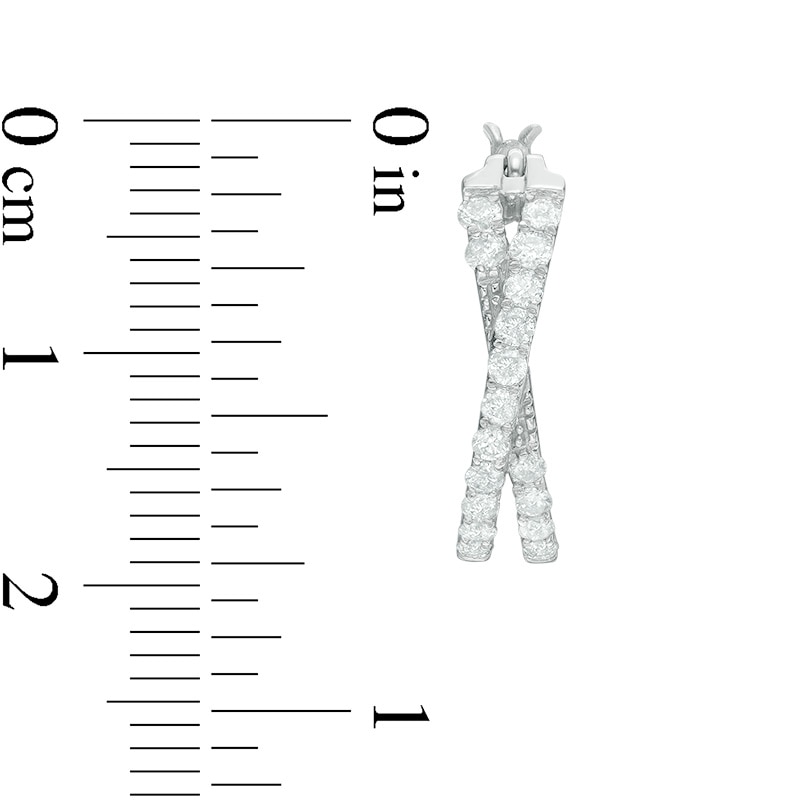 Main Image 2 of 5/8 CT. T.W. Diamond Criss-Cross Hoop Earrings in 10K White Gold