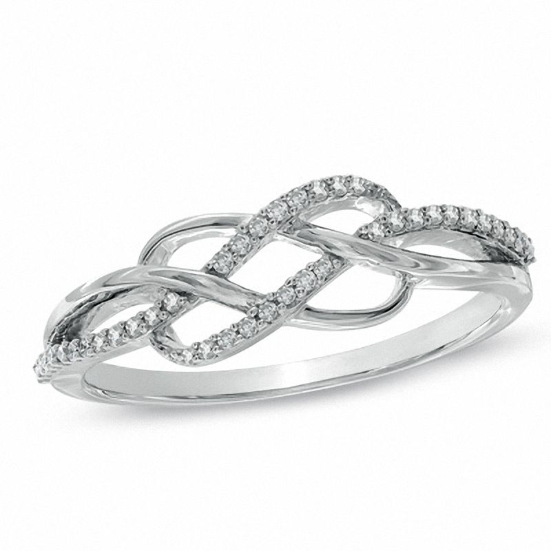 1/8 CT. T.W. Diamond Infinity Lace Ring in 10K White Gold