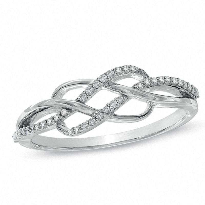 Main Image 1 of 1/8 CT. T.W. Diamond Infinity Lace Ring in 10K White Gold