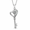 Thumbnail Image 1 of 1/20 CT. T.W. Diamond Tilted Heart Key Pendant in Sterling Silver