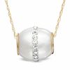 Thumbnail Image 1 of 9.0-10.0mm Freshwater Cultured Pearl and Crystal Roller Ball Pendant in 14K Gold