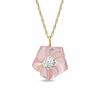 Thumbnail Image 1 of 10.0mm Light Pink Mother-of-Pearl and Crystal Flower Pendant in 14K Gold