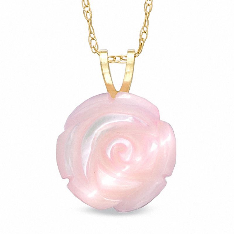Main Image 1 of 10.0mm Light Pink Mother-of-Pearl Flower Pendant in 14K Gold