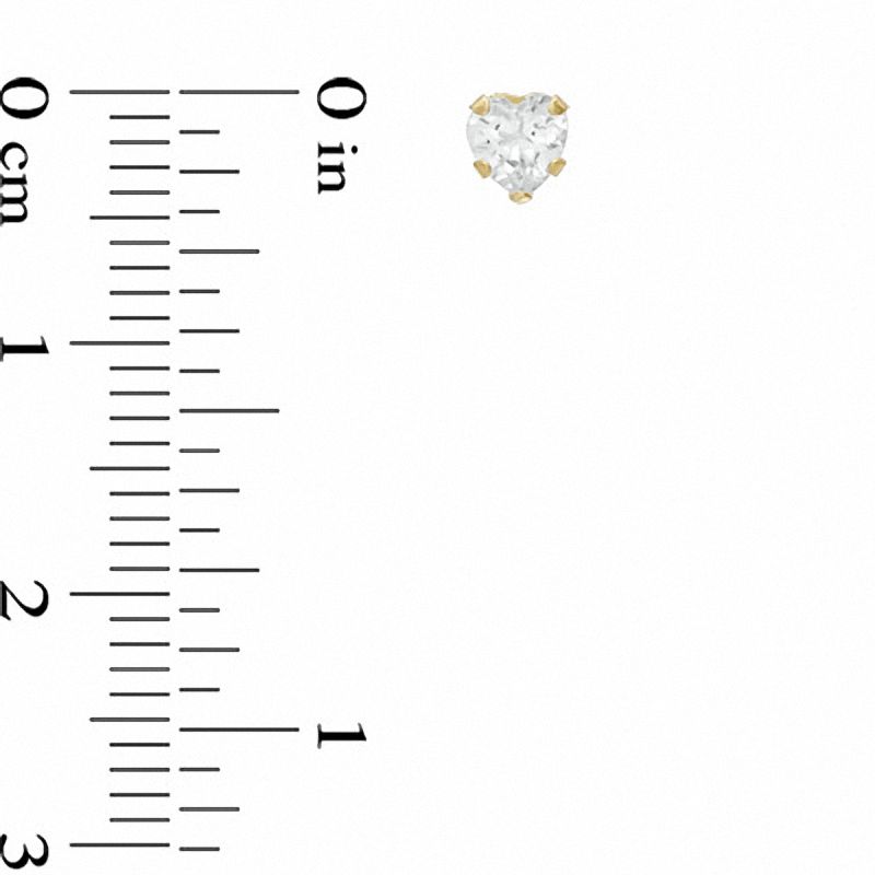 Main Image 2 of Child's 4.0mm Heart-Shaped Cubic Zirconia Stud Earrings in 14K Gold
