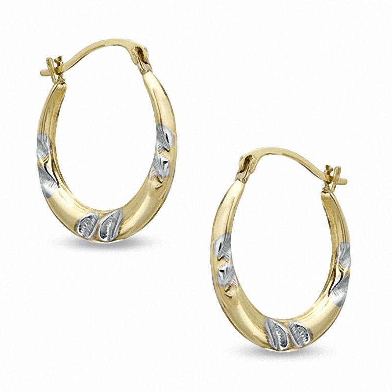Main Image 1 of Medium Diamond-Cut Hoop Earrings in 14K Gold