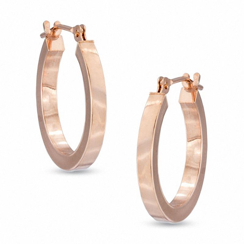 Main Image 1 of 17mm Polished Hoop Earrings in 14K Rose Gold