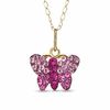Thumbnail Image 1 of Child's Multi-Color Pink Crystal Butterfly Pendant in 14K Gold - 13"