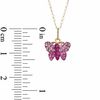 Thumbnail Image 2 of Child's Multi-Color Pink Crystal Butterfly Pendant in 14K Gold - 13"
