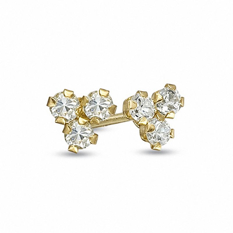 Child's Crystal Stud Earrings in 14K Gold