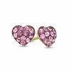 Thumbnail Image 1 of Child's Rose Crystal Heart Earrings in 14K Gold