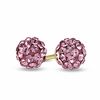 Thumbnail Image 1 of Child's Rose Crystal Ball Earrings in 14K Gold