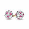 Thumbnail Image 1 of Child's Rose and White Crystal Ball Earrings in 14K Gold