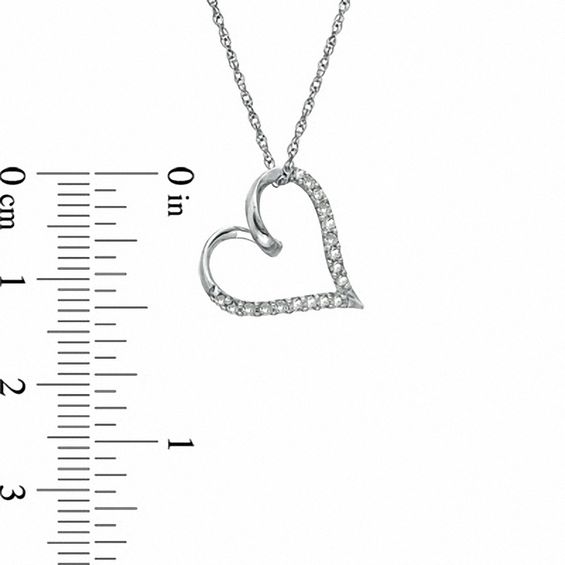 1/10 CT. T.w. Diamond Twirl Tilted Heart Pendant in Sterling Silver