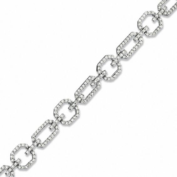 1 4 Ct T W Diamond Fashion Link Bracelet In 10k White Gold T W Diamond Geometric Link Bracelet In 10k White Gold