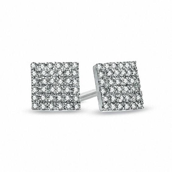1/8 CT. T.W. Diamond Square Stud Earrings in 10K White Gold | Zales