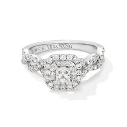 Vera Wang Love Collection 1 CT. T.W. Princess-Cut Diamond Double Frame Twist Engagement Ring in 14K White Gold