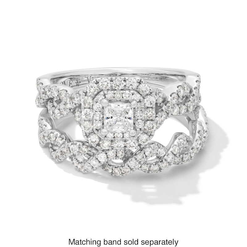 Main Image 4 of Vera Wang Love Collection 1 CT. T.W. Princess-Cut Diamond Double Frame Twist Engagement Ring in 14K White Gold