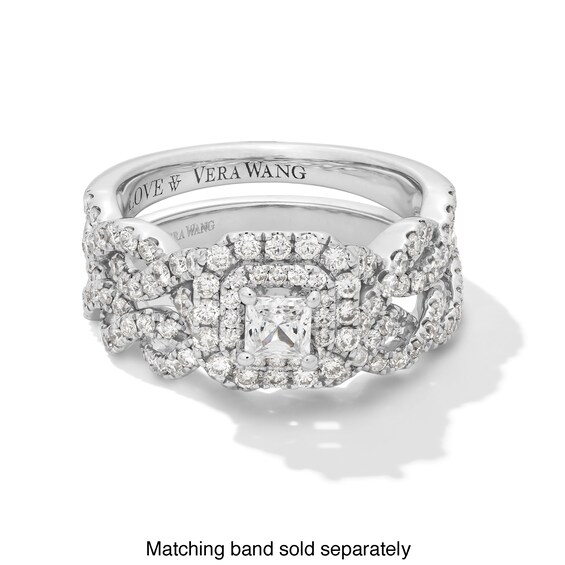 Vera Wang Love Collection 1 CT. T.w. Princess-Cut Diamond Double Frame Twist Engagement Ring in 14K White Gold