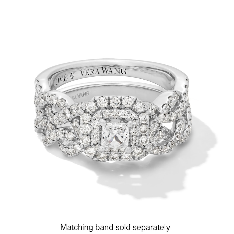 Main Image 5 of Vera Wang Love Collection 1 CT. T.W. Princess-Cut Diamond Double Frame Twist Engagement Ring in 14K White Gold