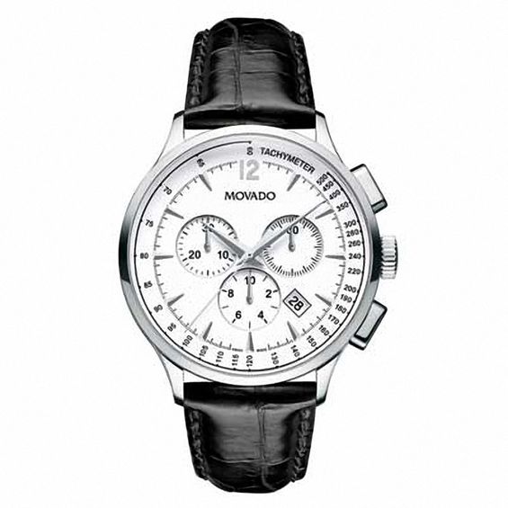 Mens Movado Circa Chronograph Watch with White Dial (Model: 0606575)